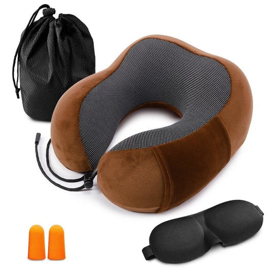 Travel Pillow Memory Foam Neck Coffee