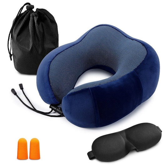Travel Pillow Memory Foam Neck Dark Blue