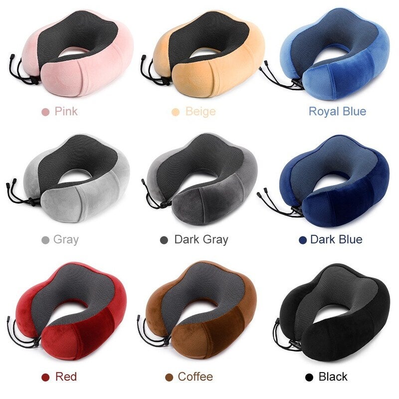 Travel Pillow Memory Foam Neck Dark Blue