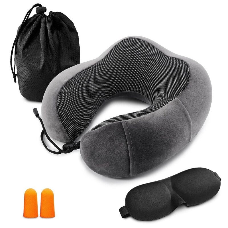 Travel Pillow Memory Foam Neck Dark Grey