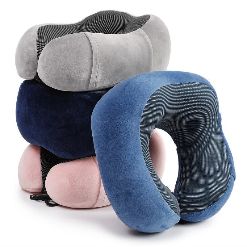 Travel Pillow Memory Foam Neck Pink