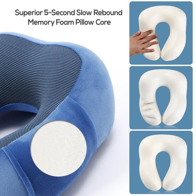 Travel Pillow Memory Foam Neck Pink