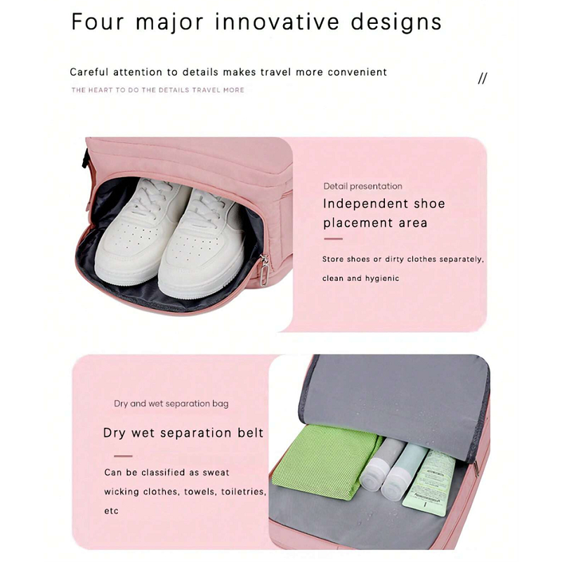 Travel Backpack Female Large Capacity Dry And Wet Luggage Multiple Compartment Bag