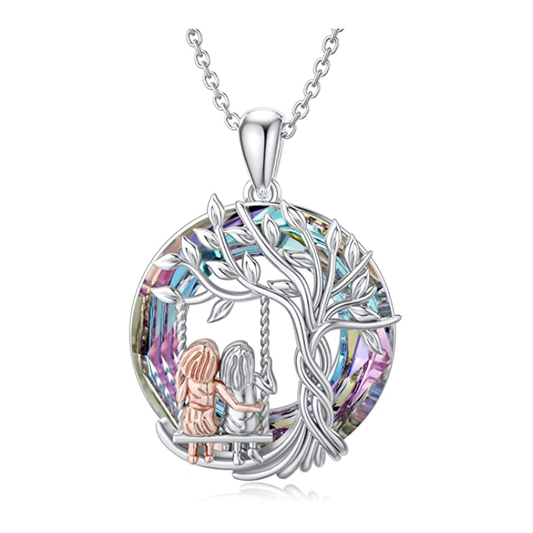 Veile Studios Tree Of Life Sisters On A Swing Necklaces