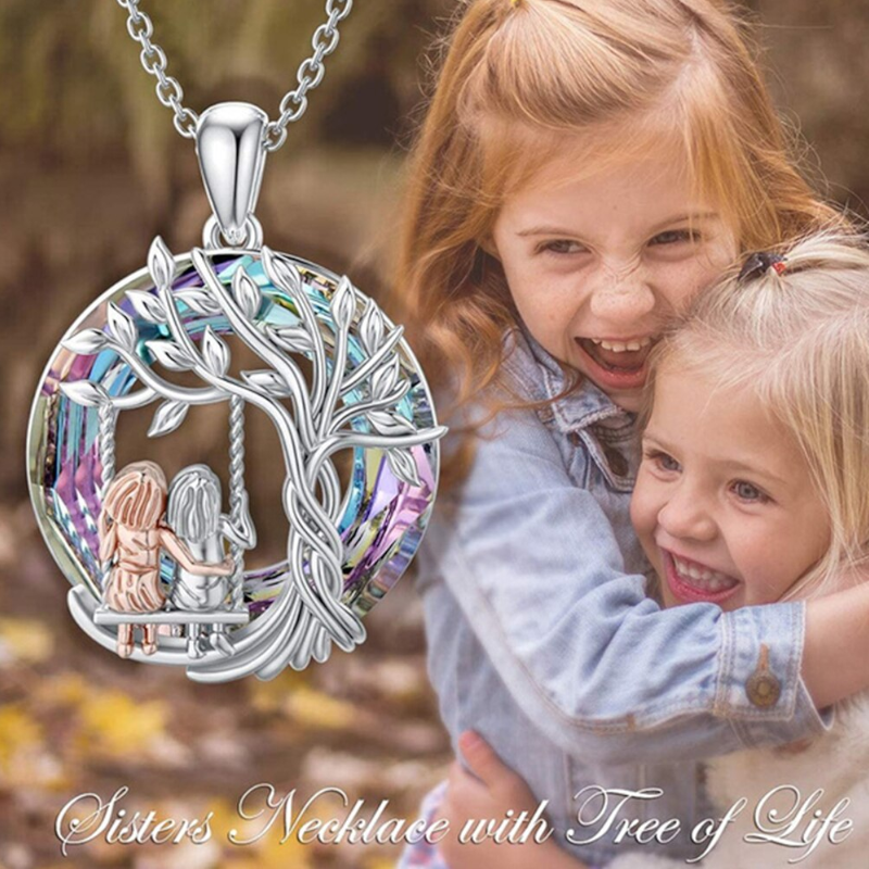 Veile Studios Tree Of Life Sisters On A Swing Necklaces