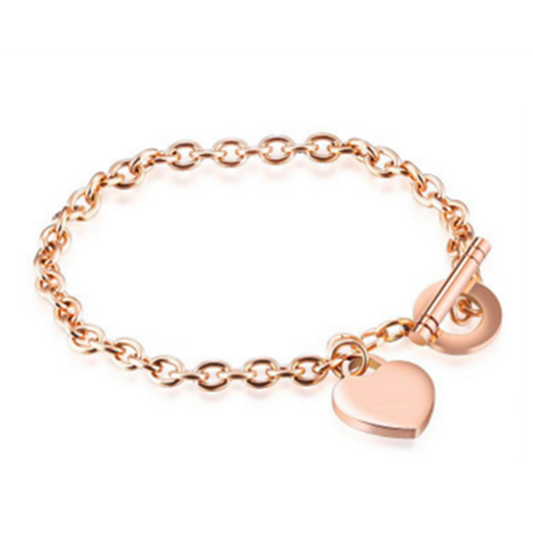 Veile Studios Trendy Cute Heart Tag Pendant Cable Chain Bracelet