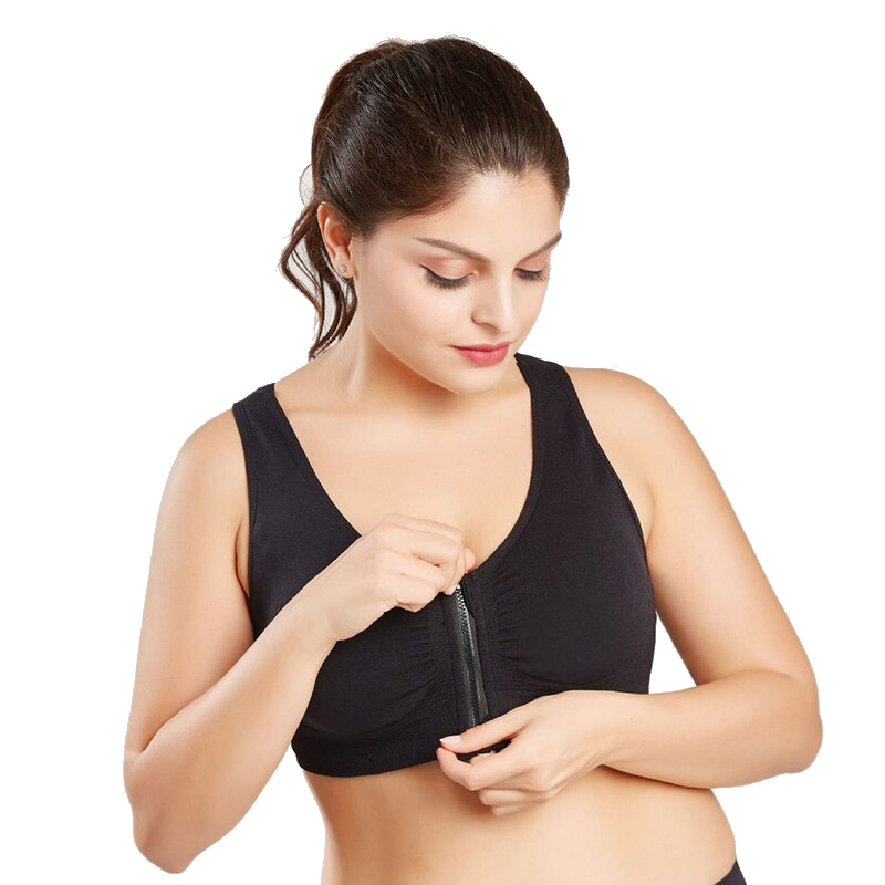 Trendy Zip Front Racerback Padded High Impact Active Bra Yoga