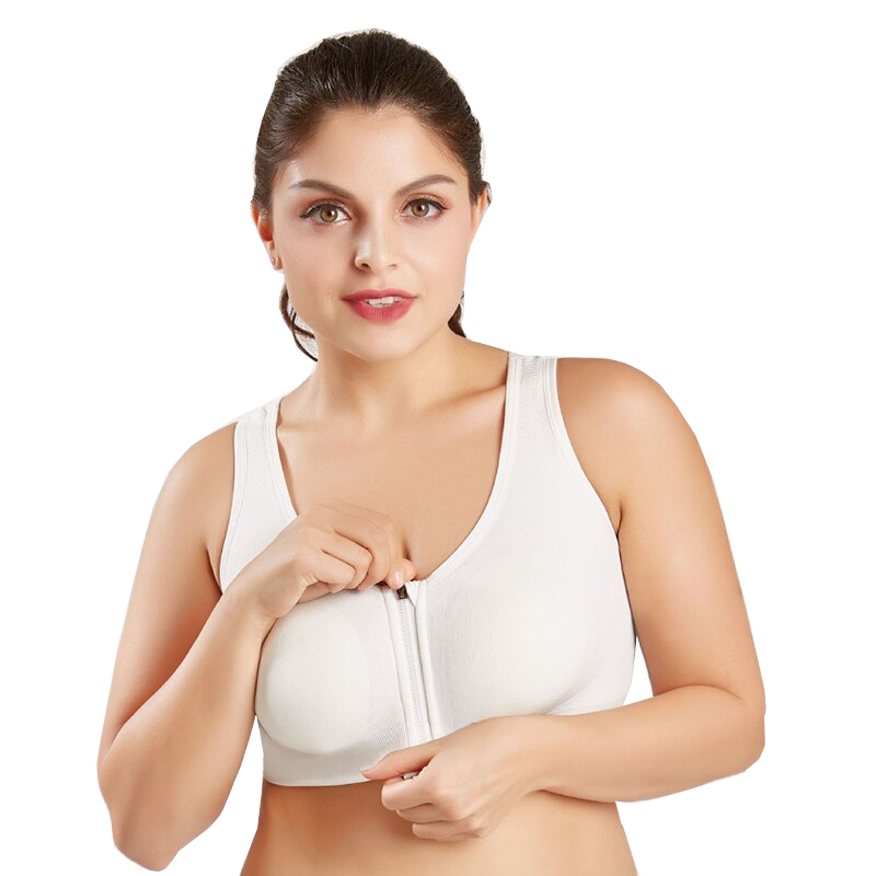 Trendy Zip Front Racerback Padded High Impact Active Bra Yoga