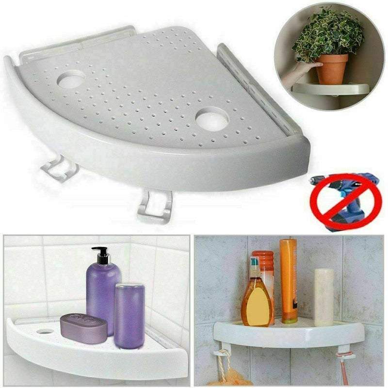 Bathroom Shelves Triangular Storage Shelf With Hooks Corner Organiser