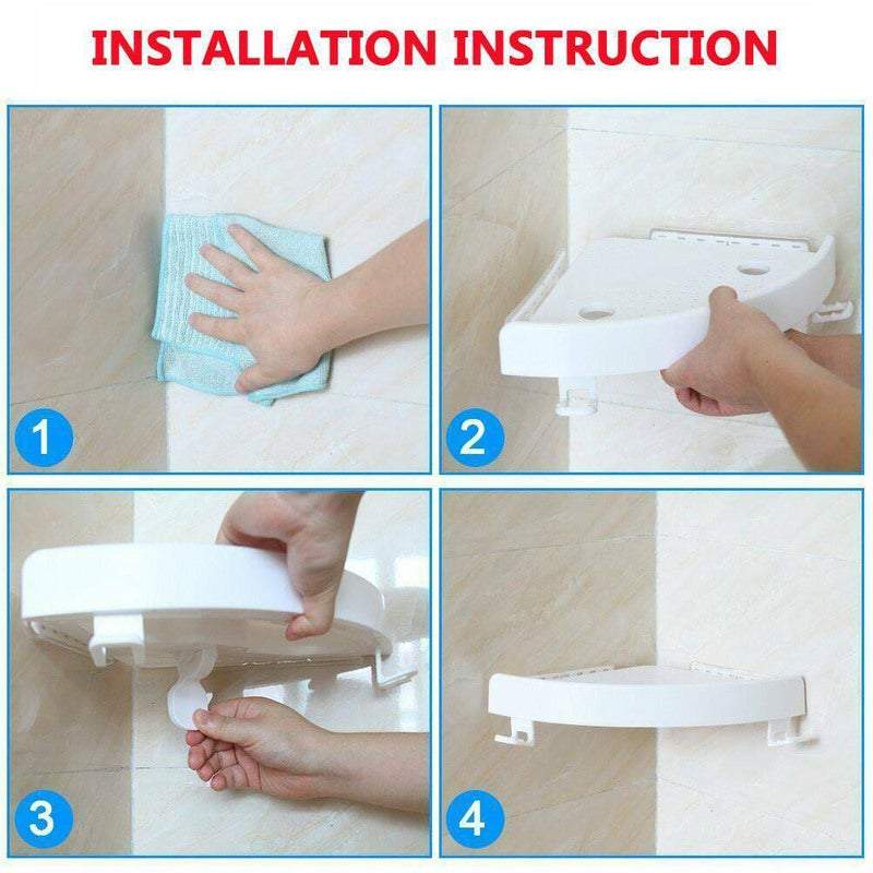 Bathroom Shelves Triangular Storage Shelf With Hooks Corner Organiser