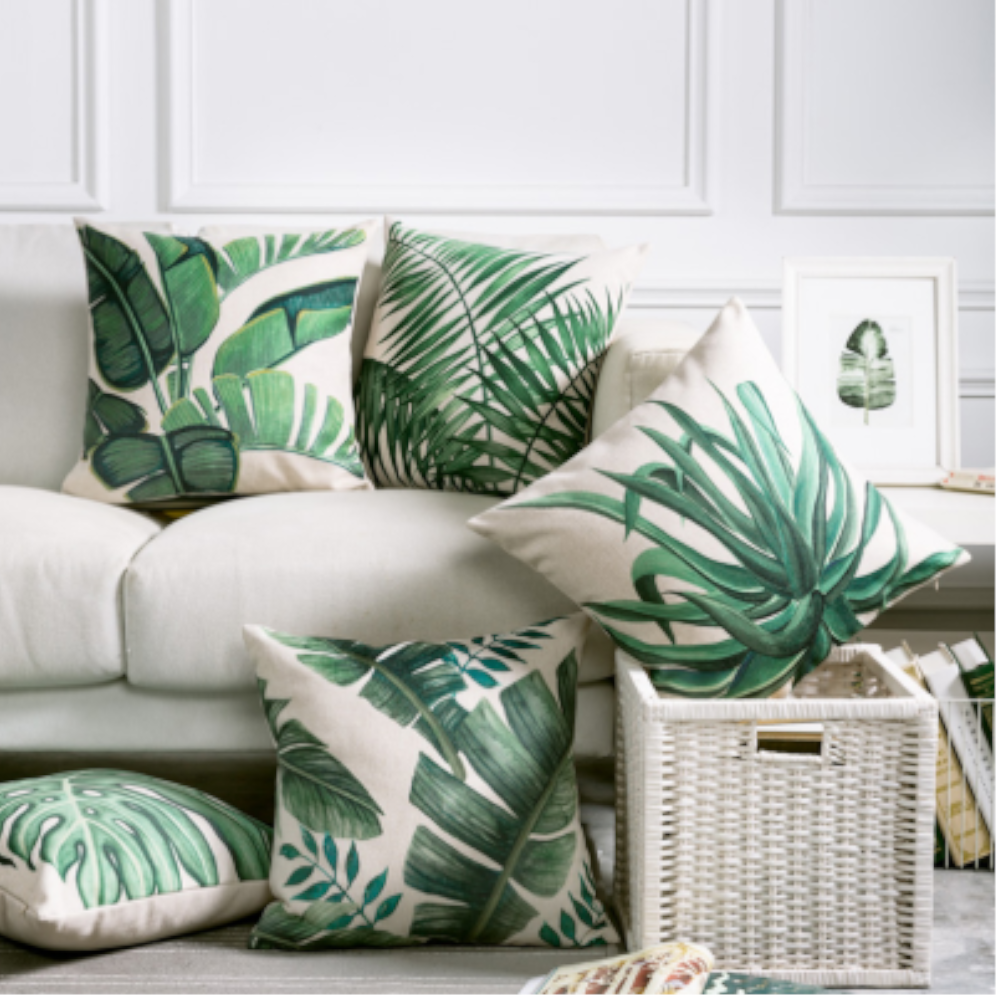 Plant Cushion Covers Coastal Decor