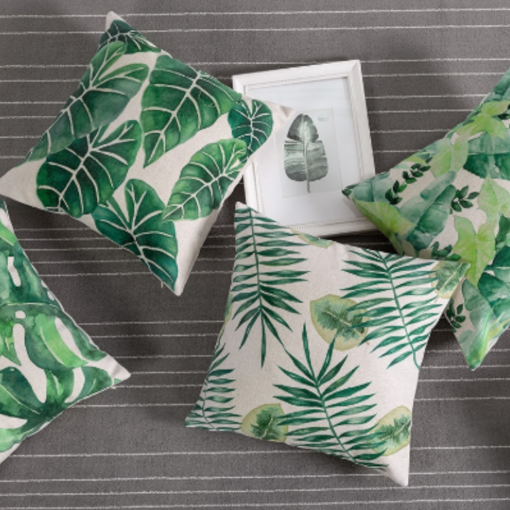 Plant Cushion Covers Coastal Decor
