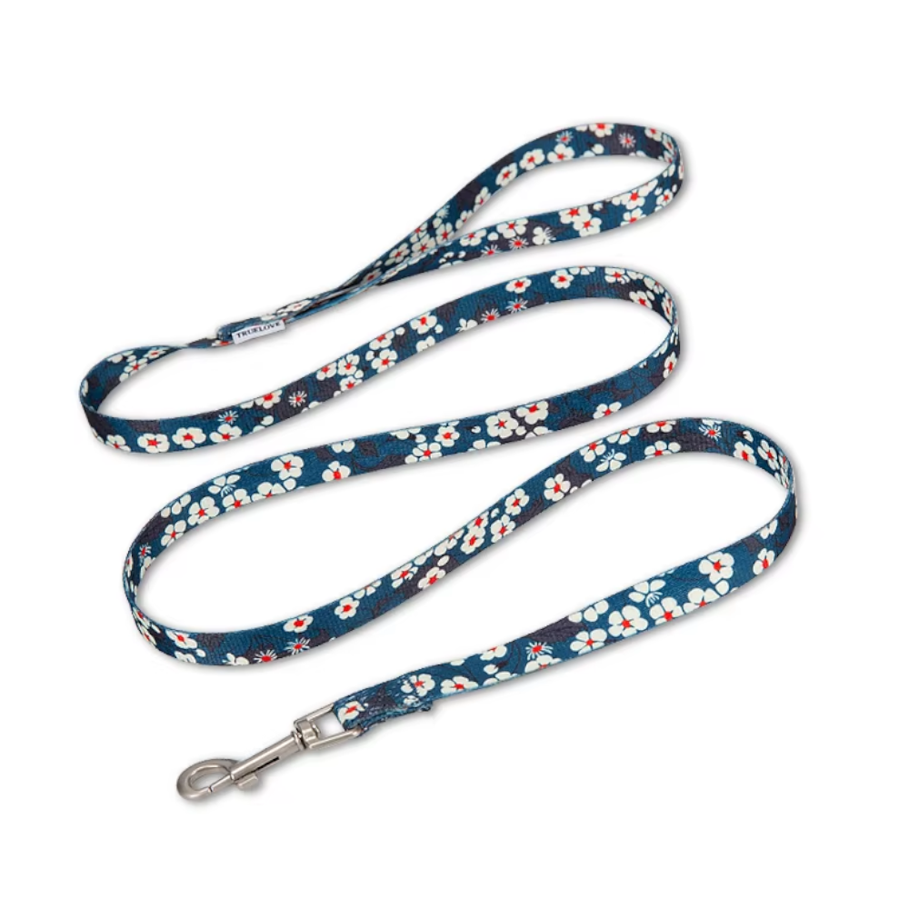 True Love Floral Multi Handle Dog Lead Blue