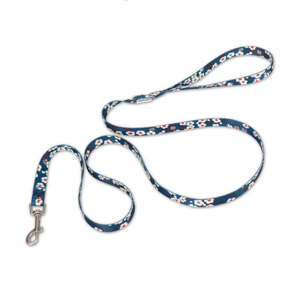 True Love Floral Multi Handle Dog Lead Blue