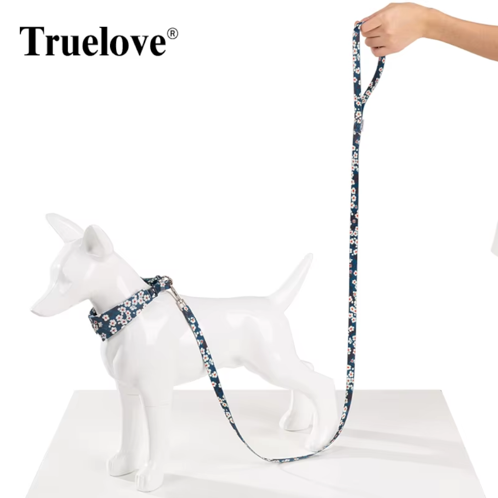 True Love Floral Multi Handle Dog Lead Blue