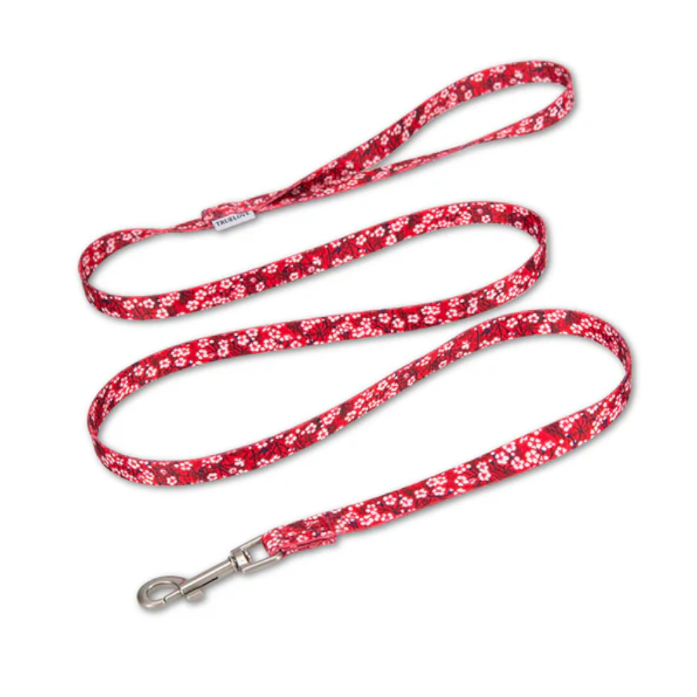 True Love Floral Multi Handle Dog Lead Red