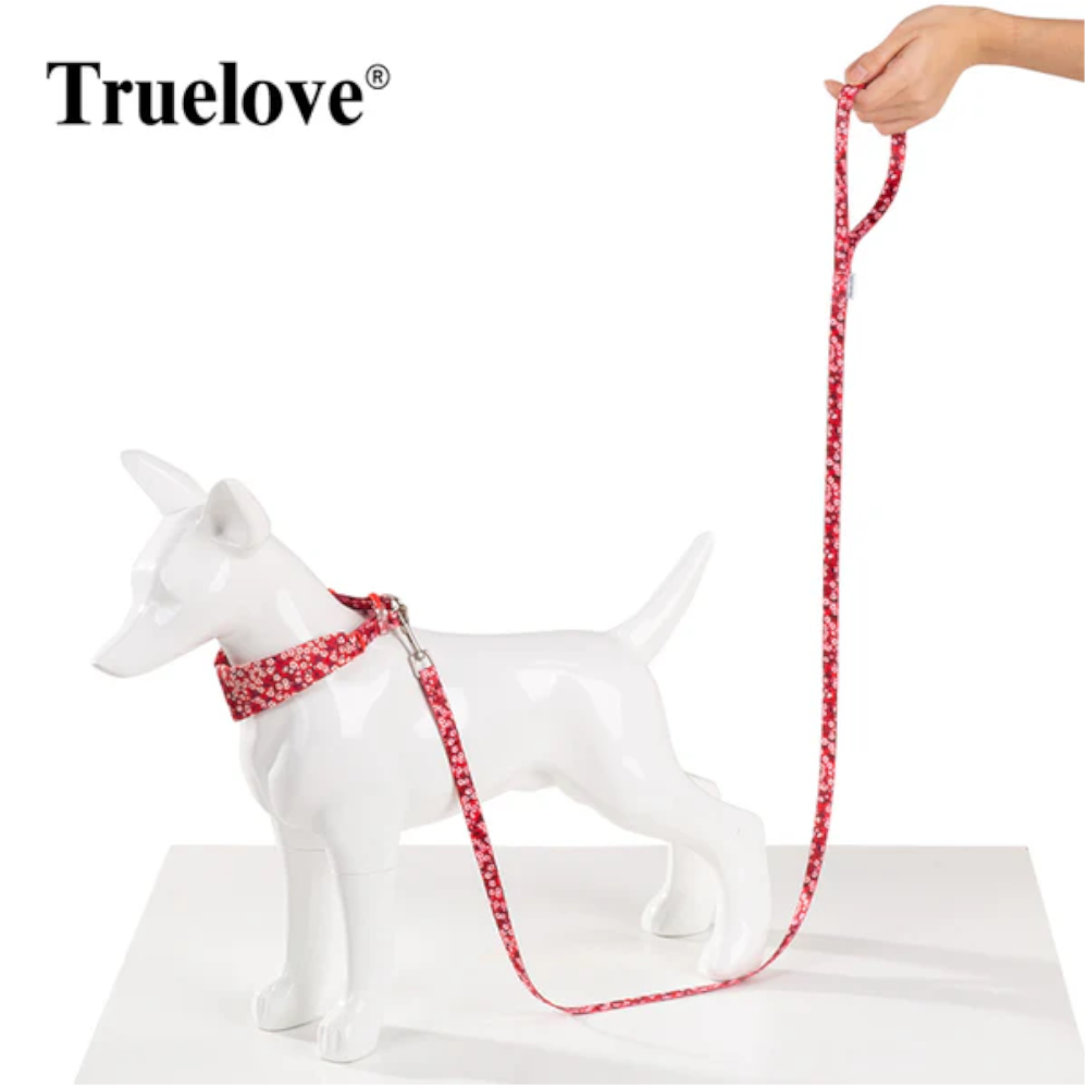 True Love Floral Multi Handle Dog Lead Red