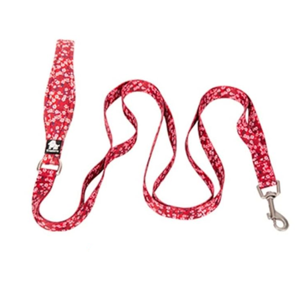 True Love Floral Multi Handle Dog Lead Red