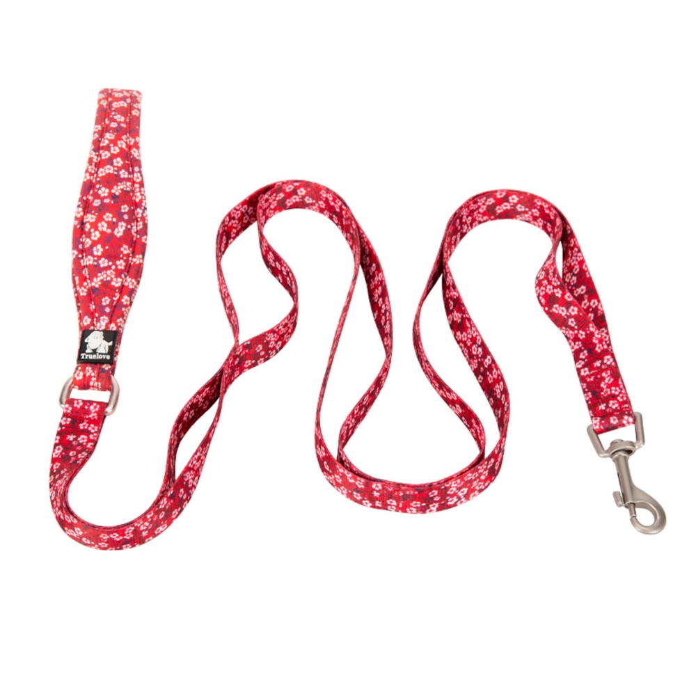 True Love Floral Multi Handle Dog Lead Red S
