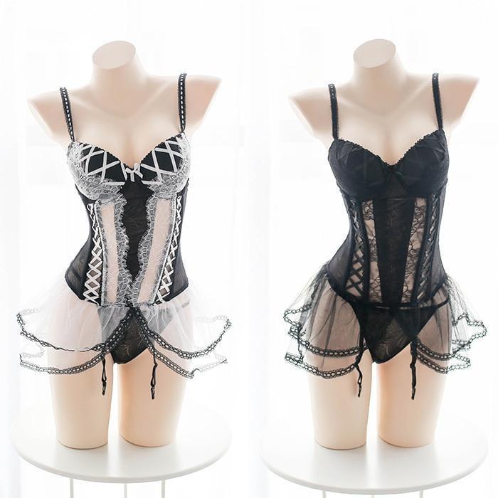 Tulle Lace Bodysuit Women