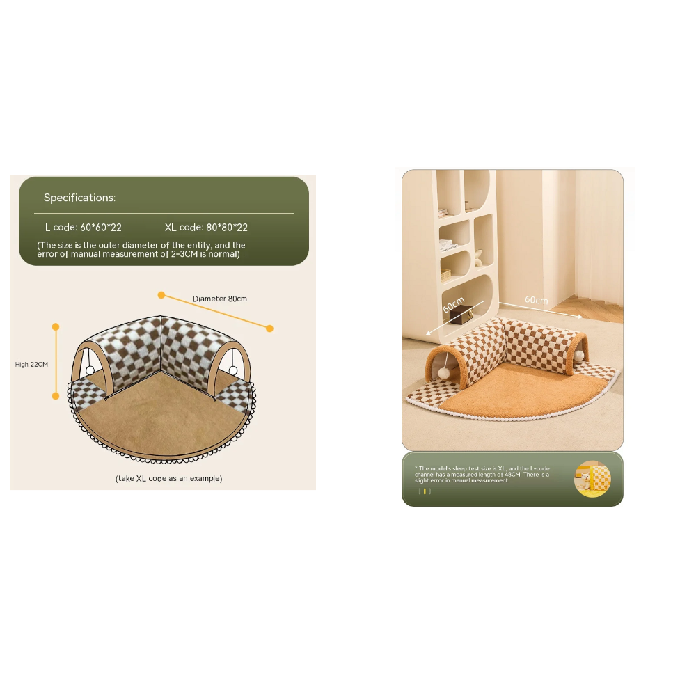 Tunnel Cat Nest Winter Warm Disassemblable Bed Enclosed House For Cats