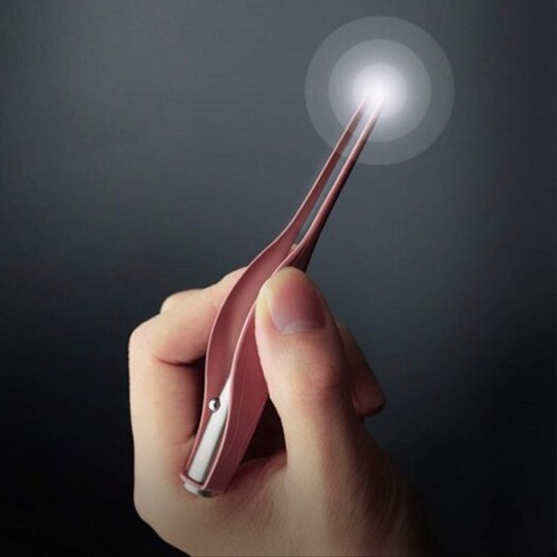 Tweezers Shaped Ear Wax Cleaner Remover Led Light Pick For Kids Adult Elderly Children Rose Red