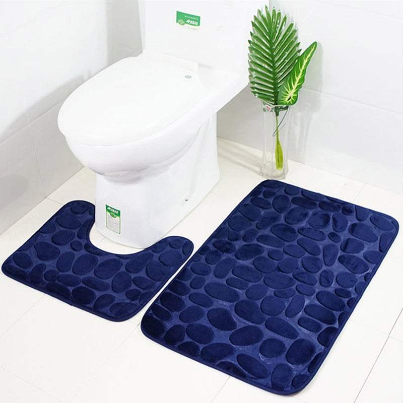 Pebbles Bath Mat Set Bathroom Square Shaped U Non Slip Floor Mats