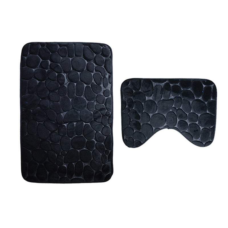 Pebbles Bath Mat Set Bathroom Square Shaped U Non Slip Floor Mats