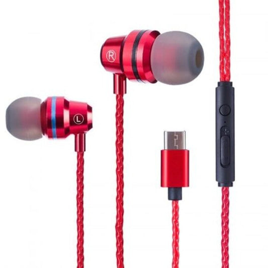 Type C Earphone Dynamic Hifi Earbuds Red