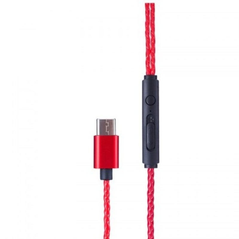 Type C Earphone Dynamic Hifi Earbuds Red