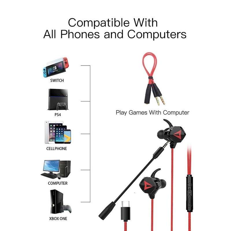 Televisions Type C Plug Pc Gaming Headset Earphone Headphone For Ps4 X Box One Nintendo Switch Laptop In Headphones Red
