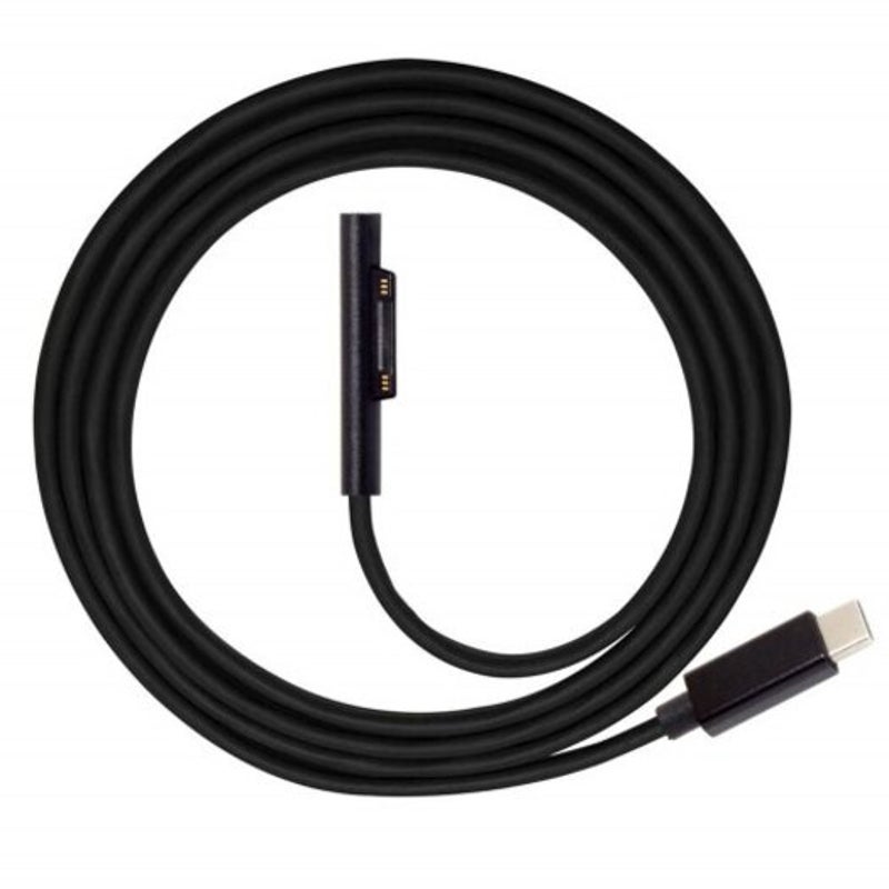 Type C To 15V Charging Cable For Microsoft Surface Go / Pro 6 4 3 Laptop 2 Black