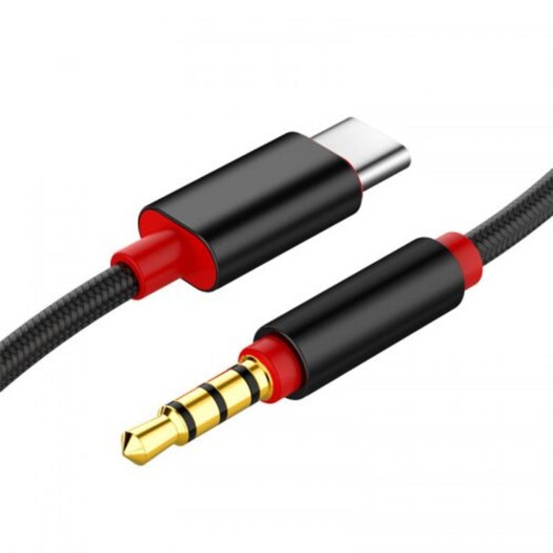 Type C To 3.5Mm Car Aux Black