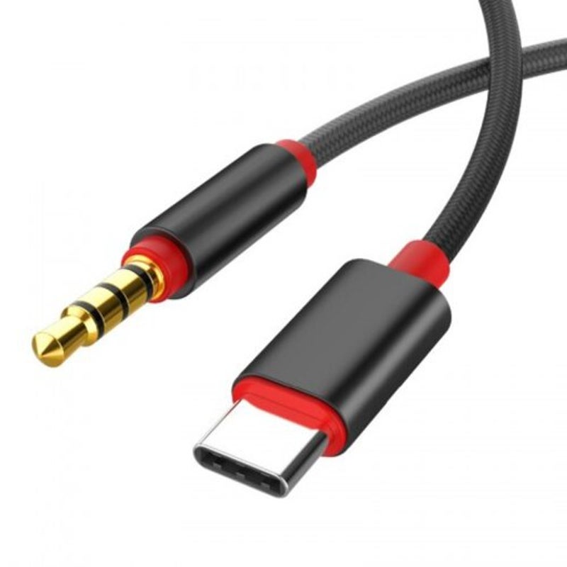 Type C To 3.5Mm Car Aux Black