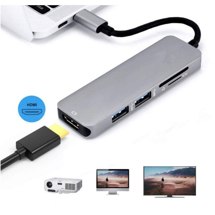 Type C Usbc Hdmi Adapter For Macbook 5 In 1 To Hub Sd Tf Card Reader And 2 3.0 Ports