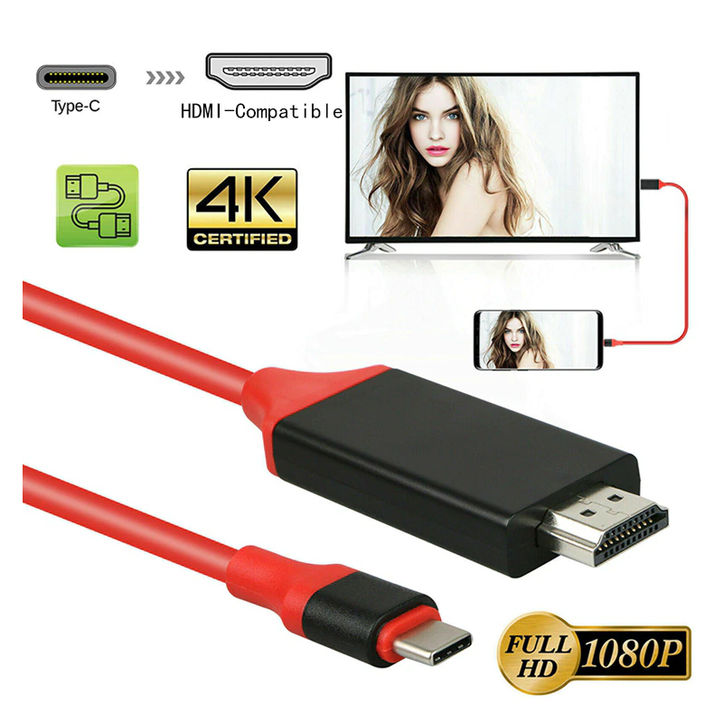 Type C To Hdmi Connection Cable Usb 3.1 4K X 2K Line 2M Red