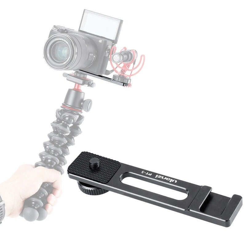 Pt 5 Vlogging Microphone Mount Stand Extension Bar Plate Black