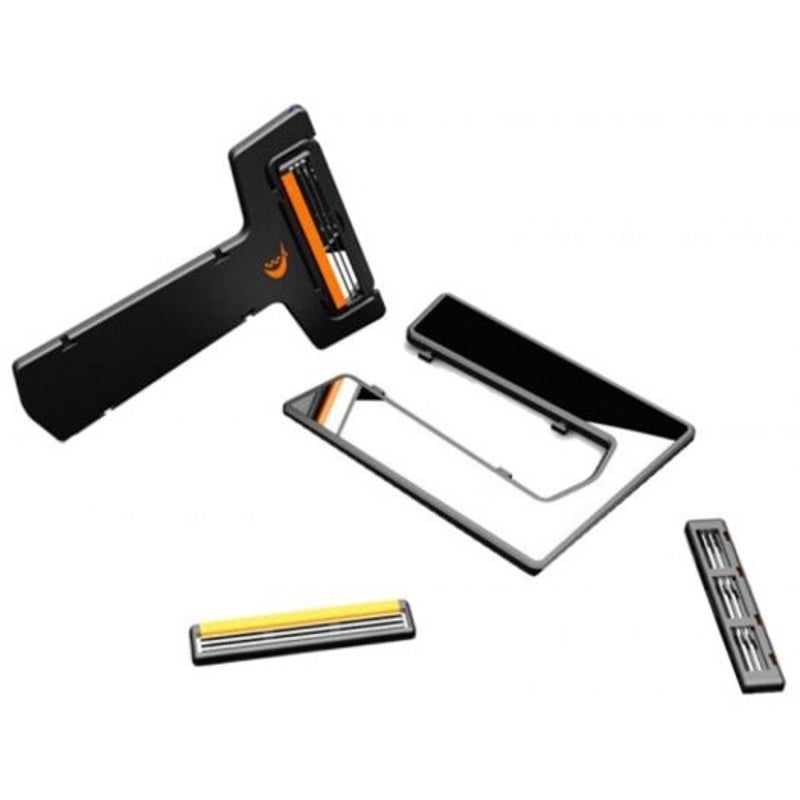 Ultra Card Shaver Pocket Razor With Mirrors And Blade 3Mm Thin Black
