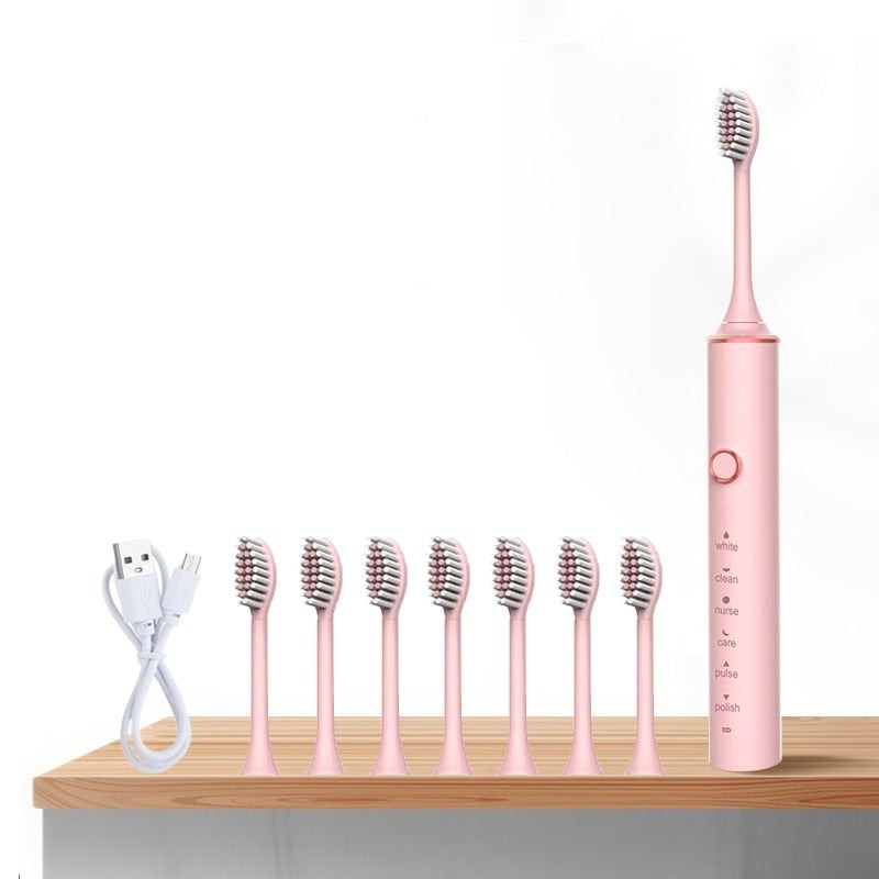 Ultrasonic Electric Toothbrush Rechargeable Usb For Adults Sonic Automatic Brush Whitening Oral Hygiene 8 Replacement He