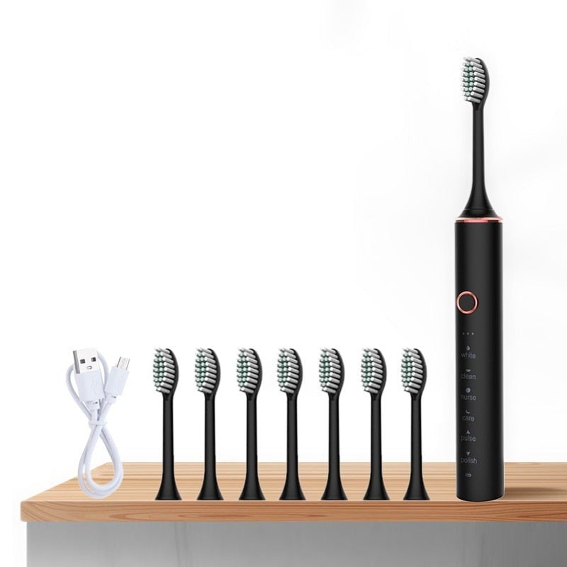 Ultrasonic Electric Toothbrush Rechargeable Usb For Adults Sonic Automatic Brush Whitening Oral Hygiene 8 Replacement He