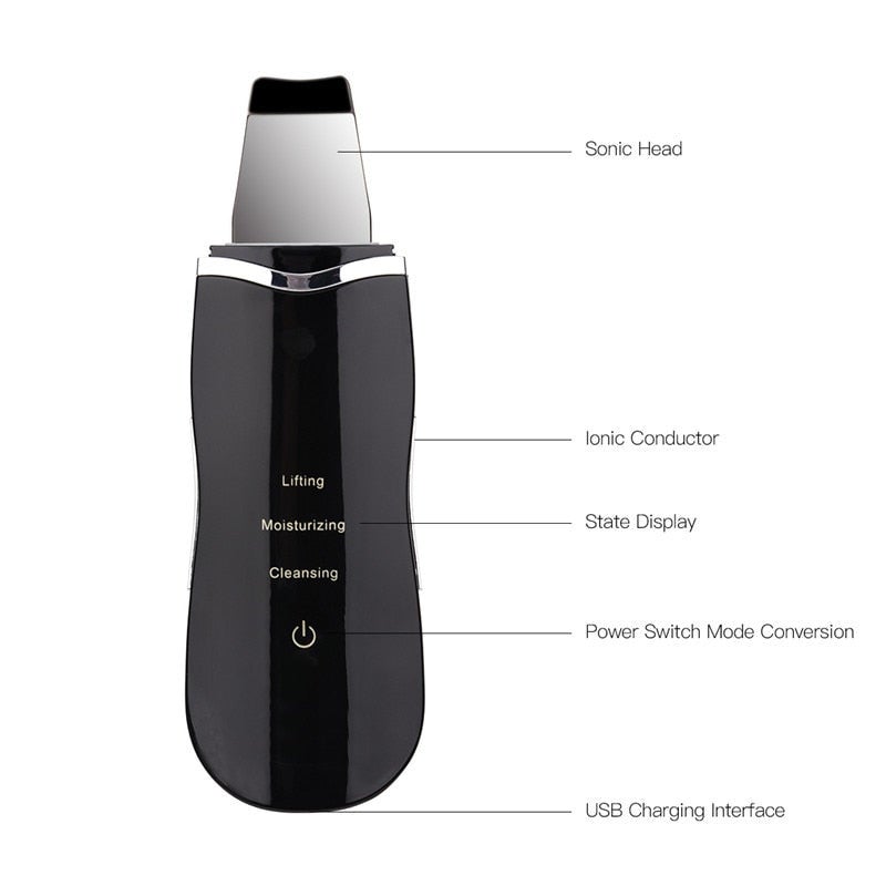 Ultrasonic Skin Scrubber Facial Cleaning Peeling Device