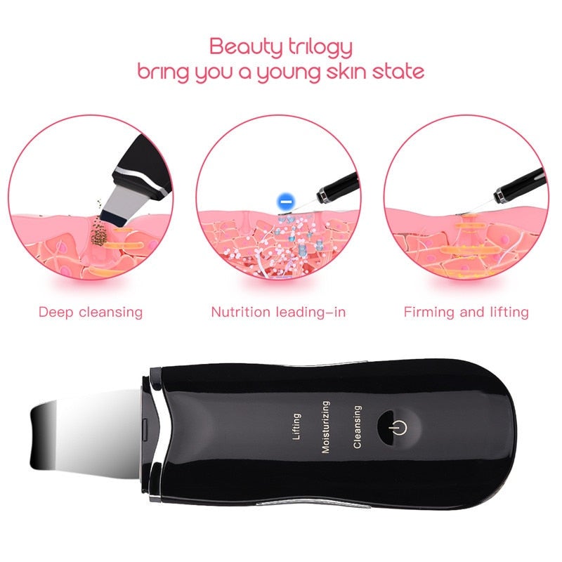 Ultrasonic Skin Scrubber Facial Cleaning Peeling Device