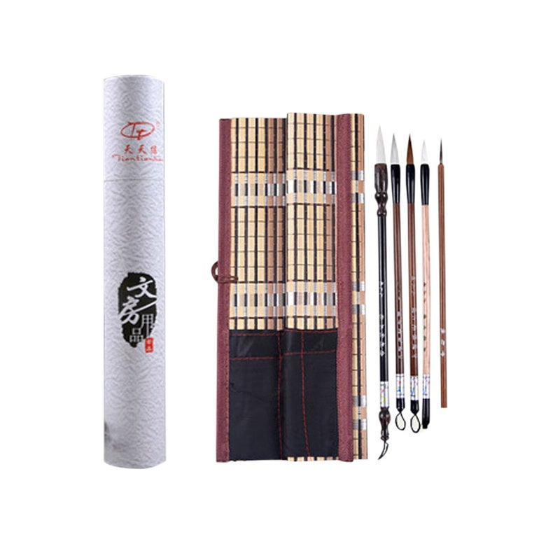 5Pcs Set Bamboo Traditional Chinese Calligraphy Brushes Writing Art Painting Supplies