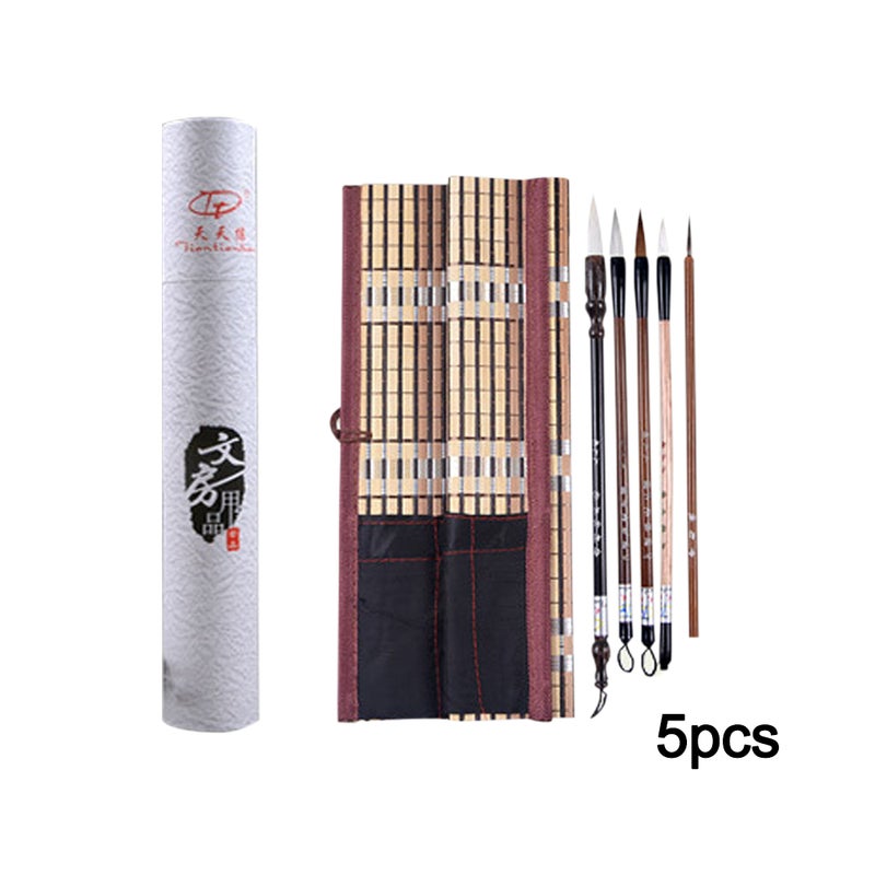 5Pcs Set Bamboo Traditional Chinese Calligraphy Brushes Writing Art Painting Supplies