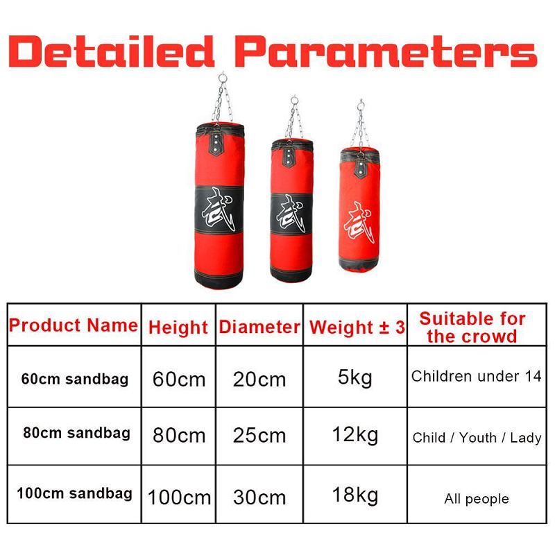 Unfilled Hanging Punching Boxing Kickboxing Bag Martial Arts Equipment Training