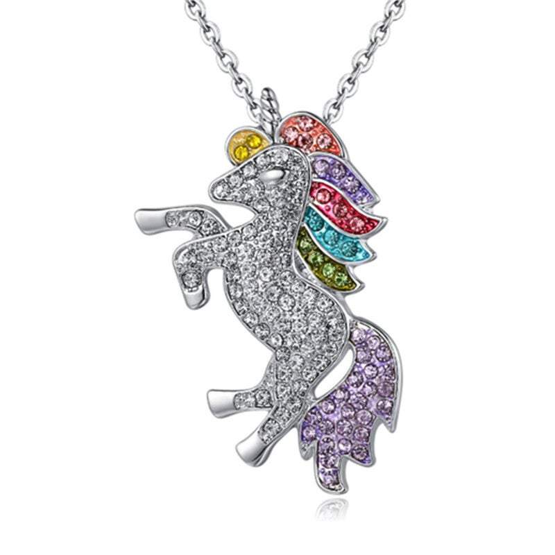 Veile Studios Necklaces Silver Tone Little Princess Rainbow Pendant Girl Ladies Fashion
