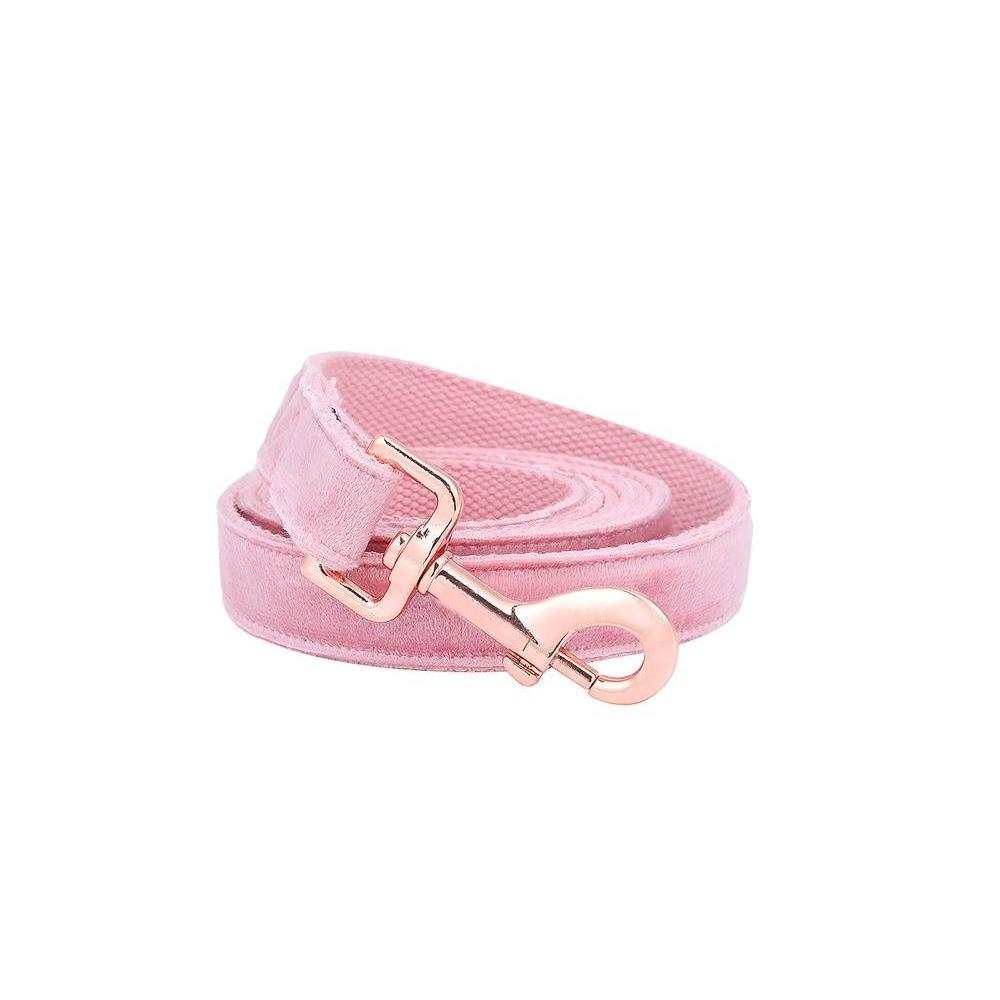 Pink Candy Velvet Dog Collar Leash Set