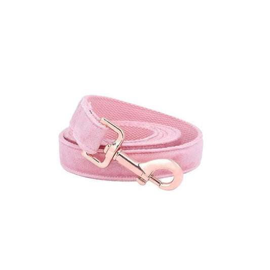 Pink Candy Velvet Dog Collar Leash Set