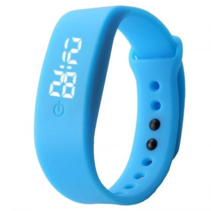 Veile Studios Unisex Men's Women's Rubber Led Watch Date Sports Bracelet Digital Wrist Blue