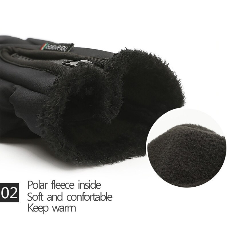 Unisex Outdoor Waterproof Gloves Winter Touch Screen Thermal Full Finger Inner Plush Skiing Grays